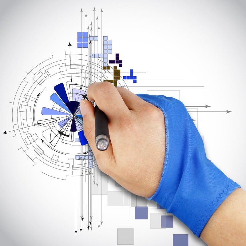 SENHAI 5 PCS Artist Glove for Drawing Tablets, 5 Colors Free Size Gloves for Graphic Tablet Left or Right Hand - Blue, Pink, Black, Purple, Red - Image 5